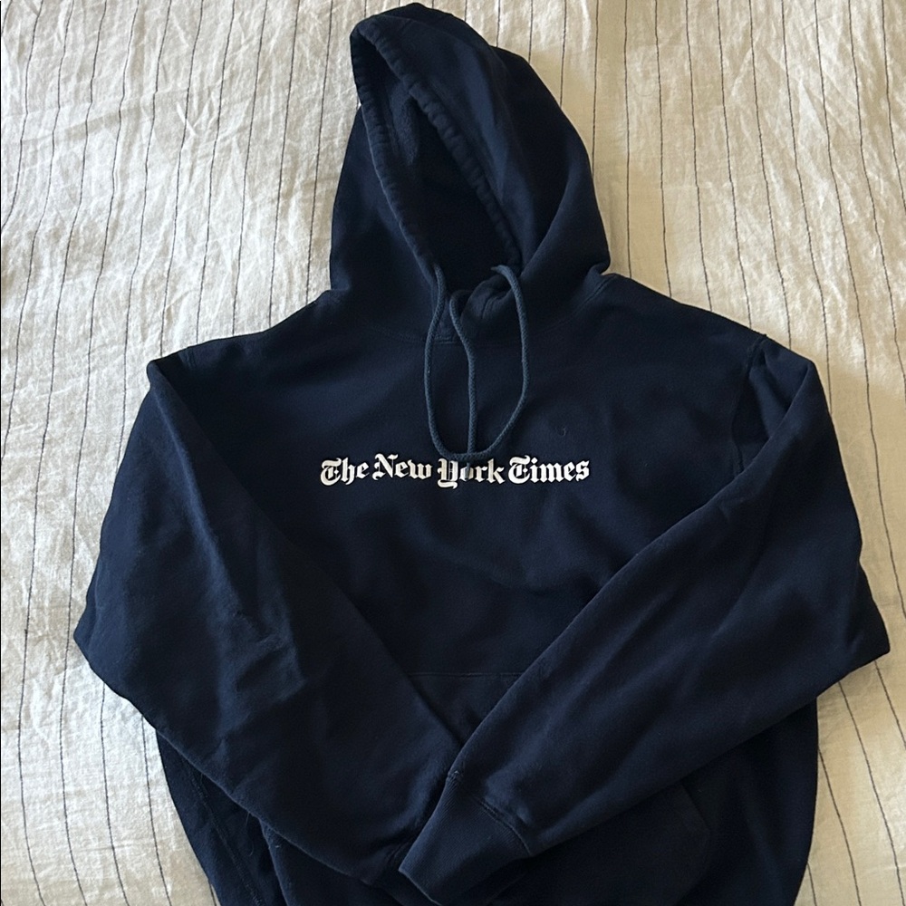 New York Times Navy Hoodie - Classic Logo Pullover